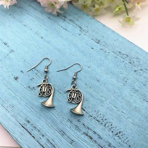 French Horn Silver Earrings